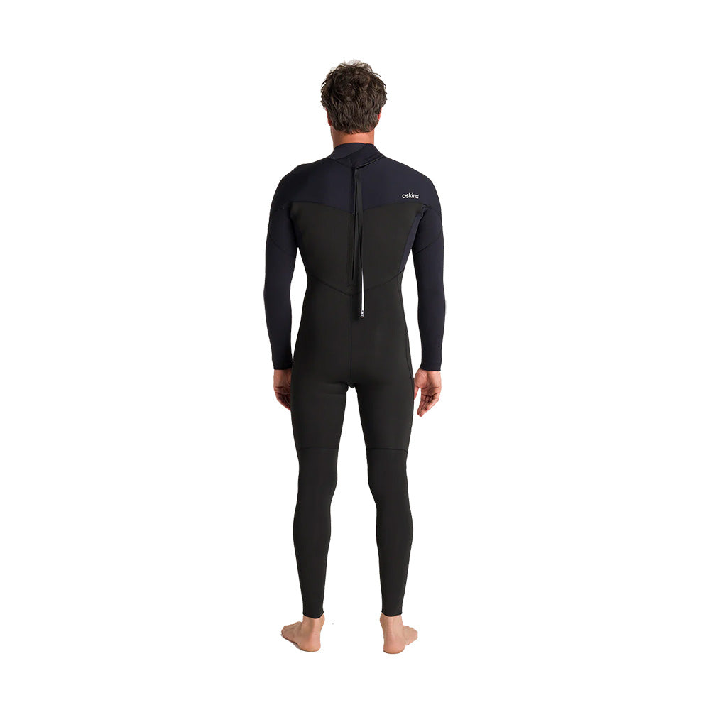 C-Skins NuWave Session 3:2 Mens Back Zip Steamer - Black/Black