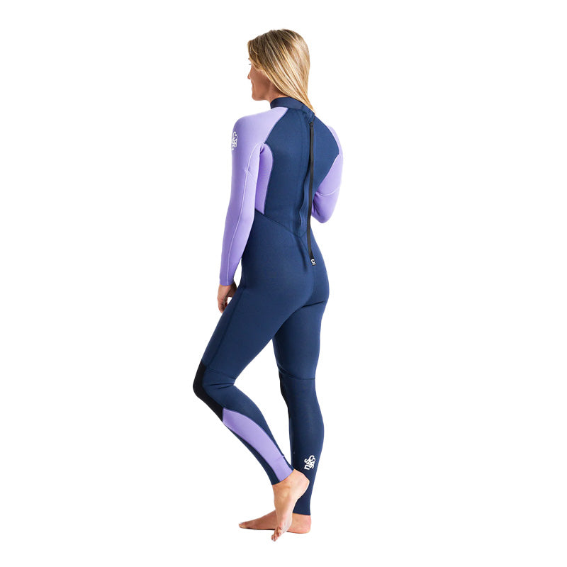 C-Skins Surflite 3:2 Womens GBS Back Zip Steamer - Bluestone/Lilac/White