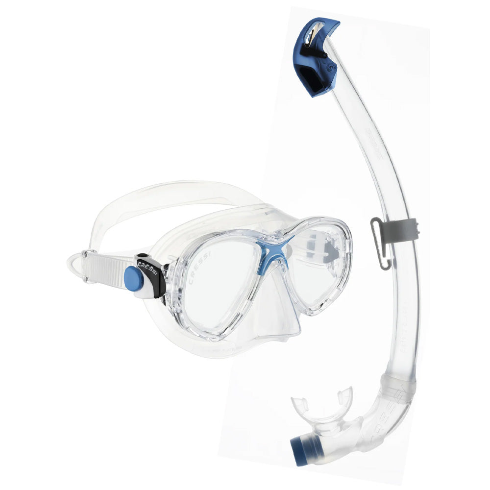 Cressi Marea Junior and Seal Dry Snorkel Combo - Clear / Azure