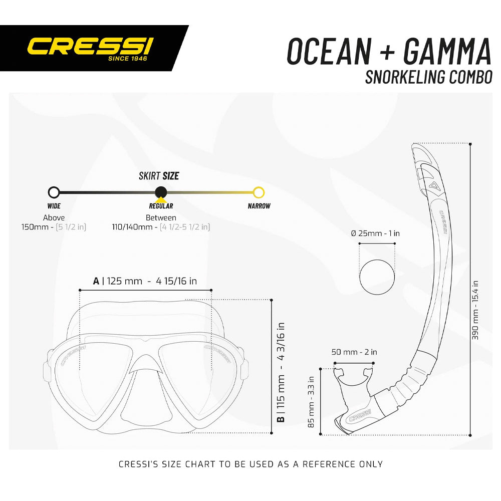 Cressi Ocean and Gamma Snorkel Combo