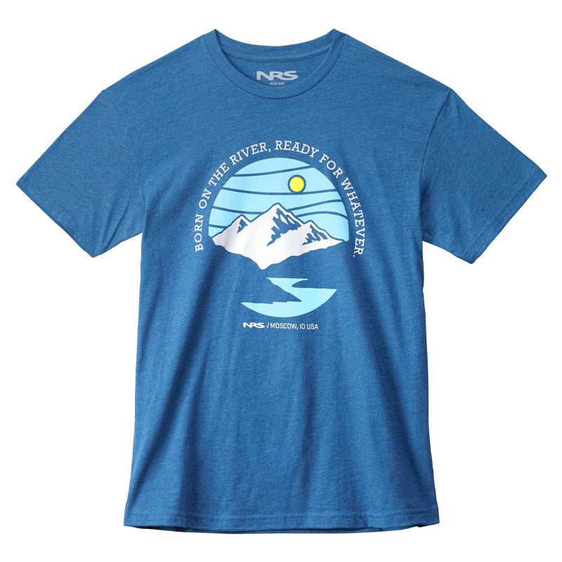 NRS Born On The River T-Shirt Mens - Cool Heather Blue