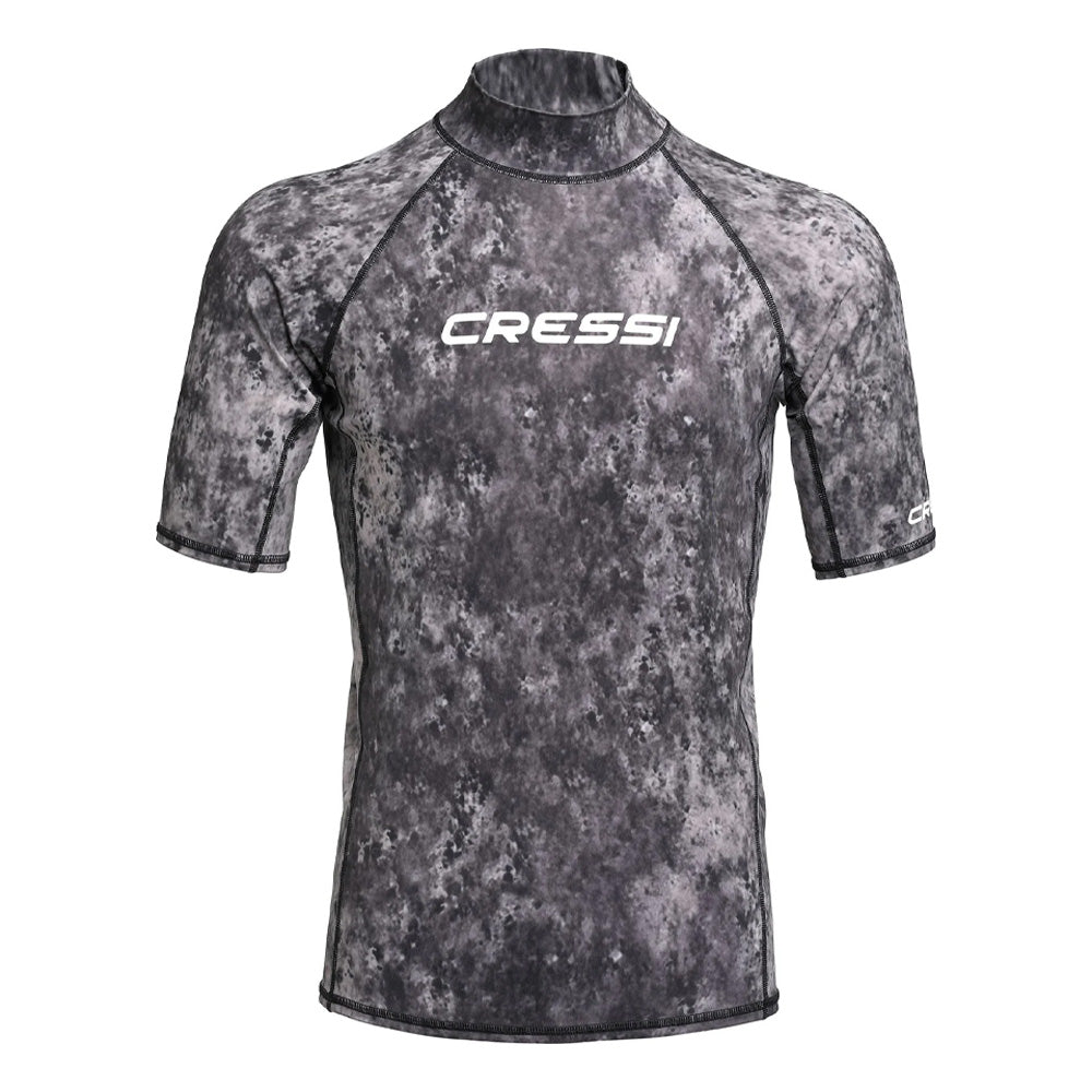 Cressi Mens Camouflage Short Sleeve Rashguard - Black / Camo Grey