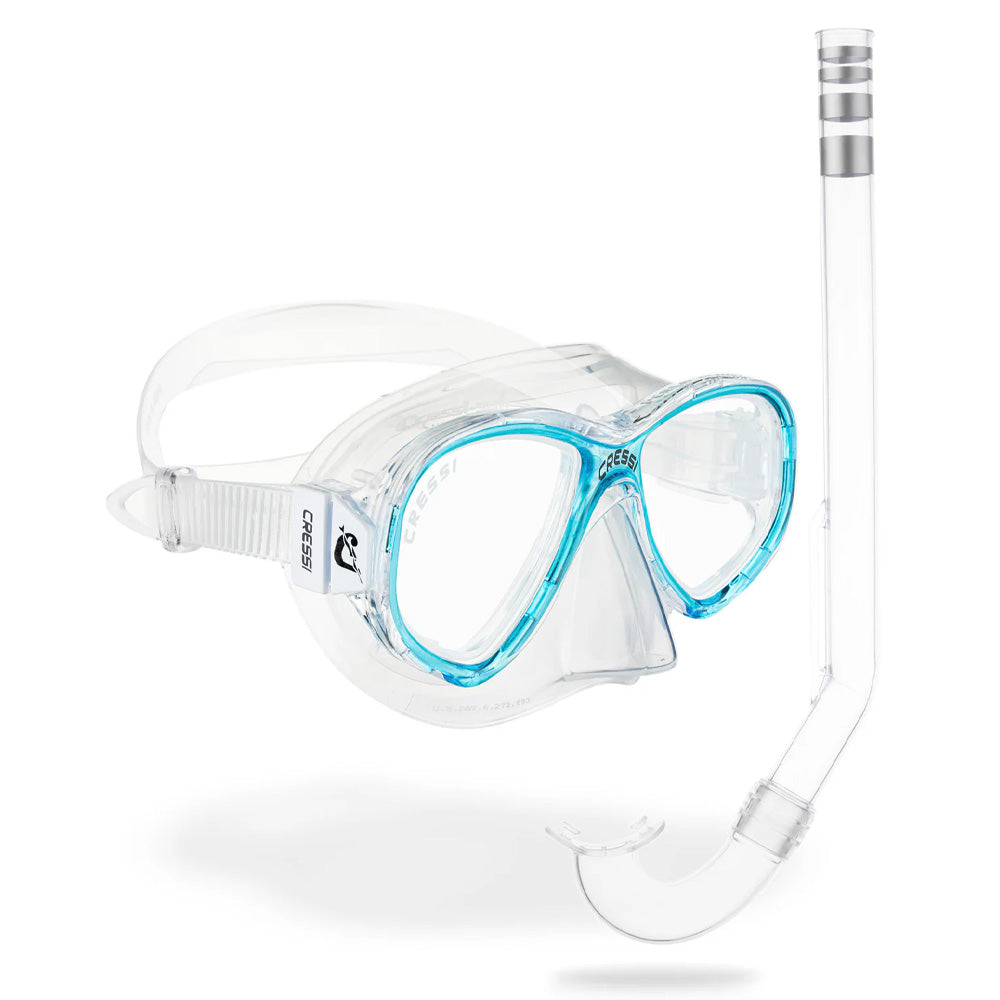 Cressi Perla and Mini Island Snorkel Combo - Clear / Aquamarine
