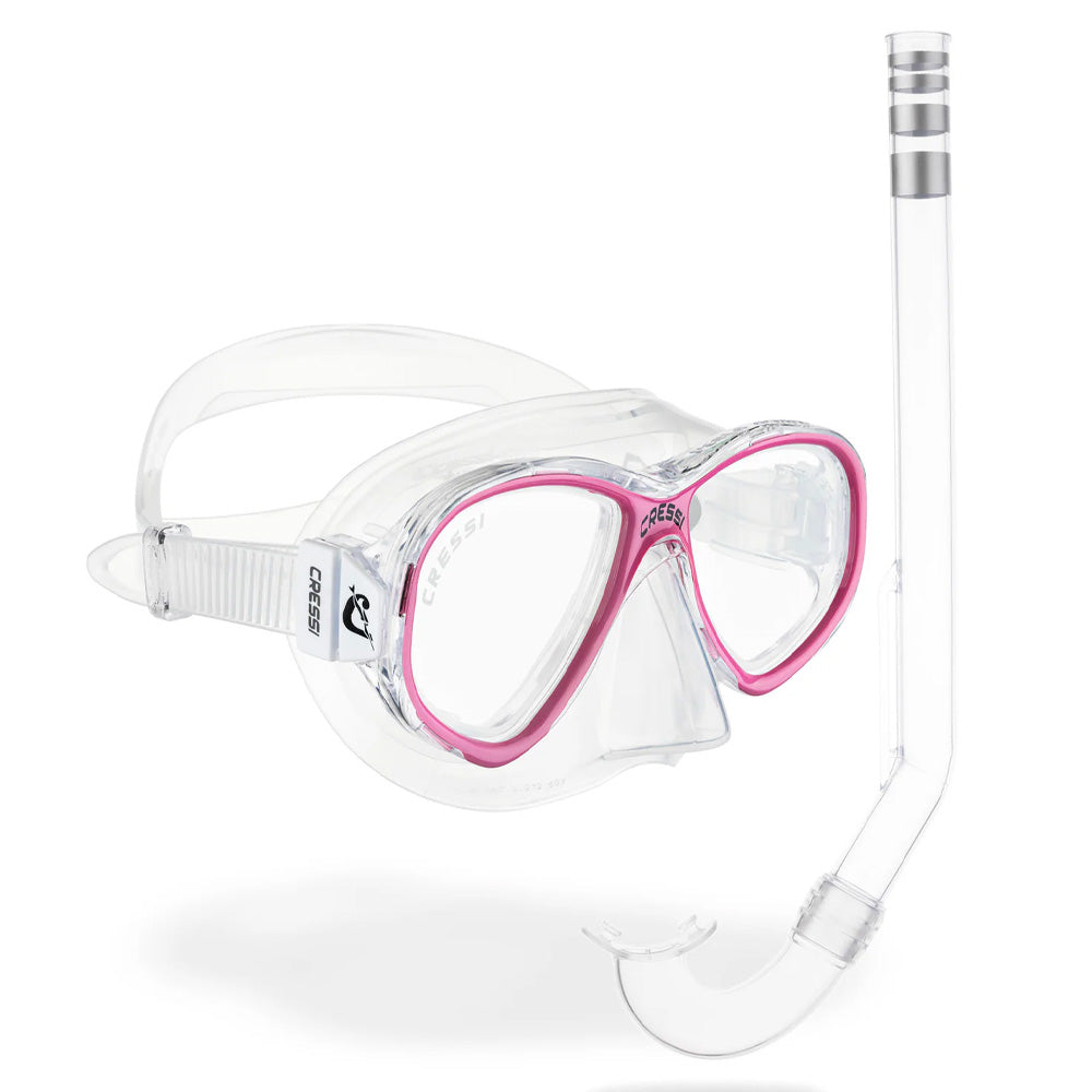 Cressi Perla and Mini Island Snorkel Combo - Clear / Pink