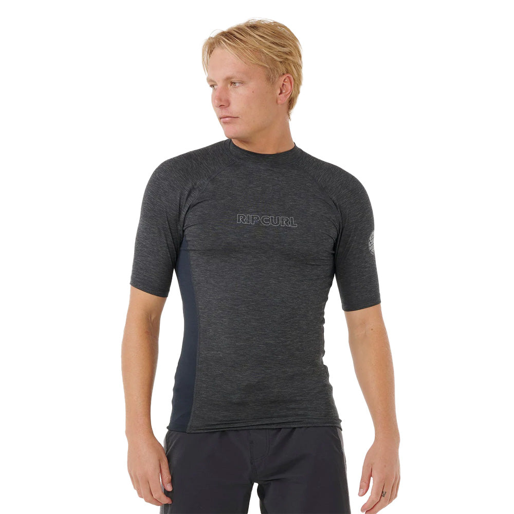 Rip Curl Dawn Patrol UV Short Sleeve Rash Guard - Black Marle