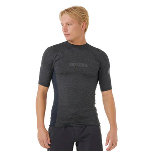 Rip Curl Dawn Patrol UV Short Sleeve Rash Guard - Black Marle