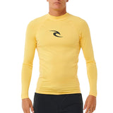 Ripcurl Waves UPF Perf Long Sleeve Rash Vest - Yellow