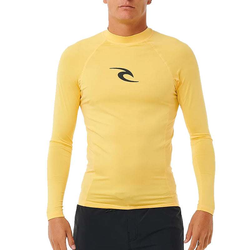 Ripcurl Waves UPF Perf Long Sleeve Rash Vest - Yellow