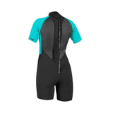 O'Neill Reactor 2mm Back Zip S/S Spring Womens - Black/Light Aqua