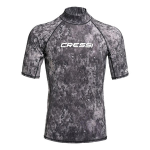 Cressi Mens Camouflage Short Sleeve Rashguard - Black / Camo Grey