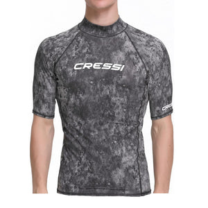 Cressi Mens Camouflage Short Sleeve Rashguard - Black / Camo Grey