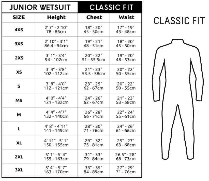 C skins junior classic fit wetsuit 22